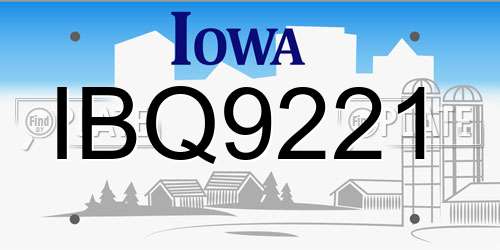 IBQ9221 Iowa License Plate