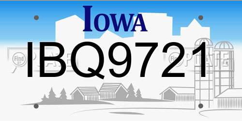 IBQ9721 Iowa License Plate