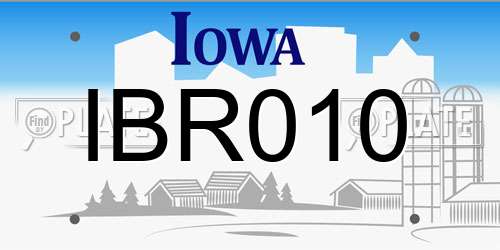 IBR010 Iowa License Plate
