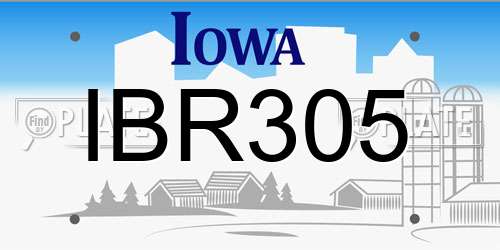 IBR305 Iowa License Plate