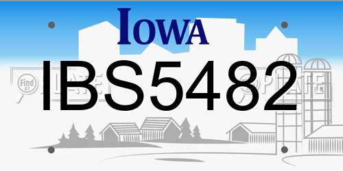 IBS5482 Iowa License Plate