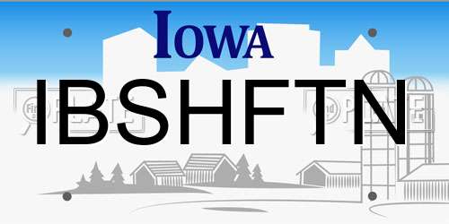 IBSHFTN Iowa License Plate