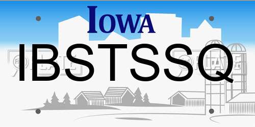 IBSTSSQ Iowa License Plate