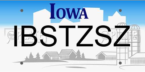 IBSTZSZ Iowa License Plate