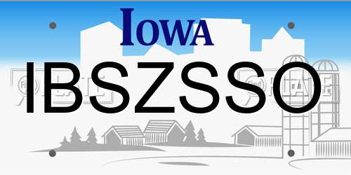 IBSZSSO Iowa License Plate