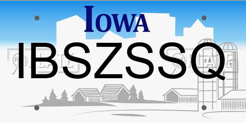 IBSZSSQ Iowa License Plate