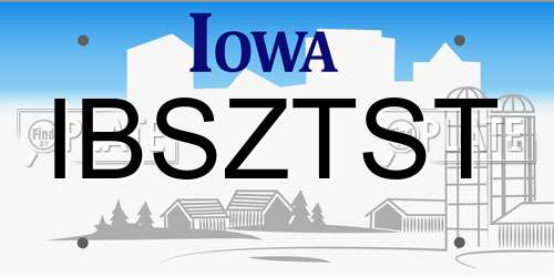 IBSZTST Iowa License Plate