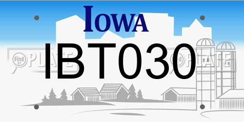 IBT030 Iowa License Plate