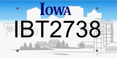 IBT2738 Iowa License Plate
