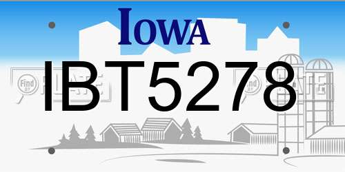IBT5278 Iowa License Plate