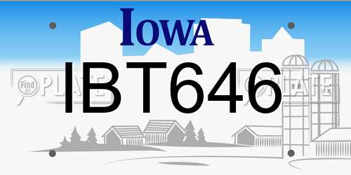 IBT646 Iowa License Plate