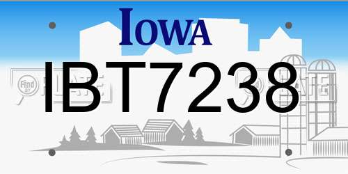 IBT7238 Iowa License Plate
