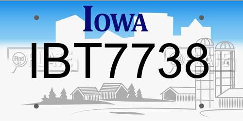 IBT7738 Iowa License Plate