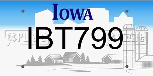 IBT799 Iowa License Plate