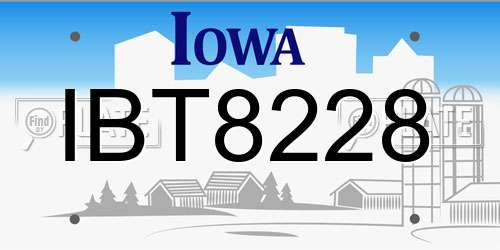 IBT8228 Iowa License Plate