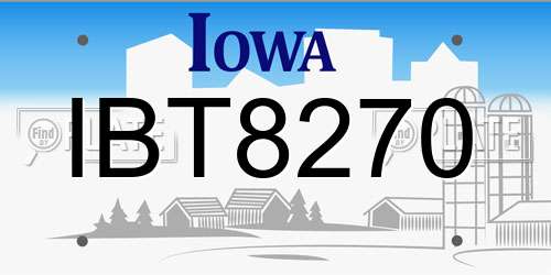 IBT8270 Iowa License Plate