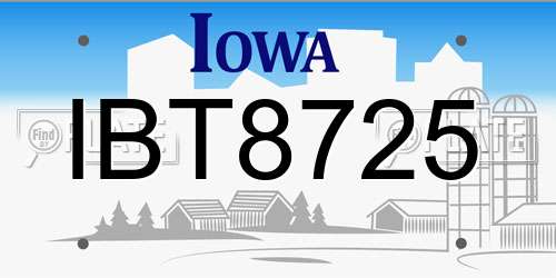 IBT8725 Iowa License Plate