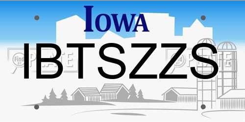 IBTSZZS Iowa License Plate