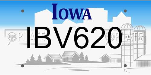 IBV620 Iowa License Plate