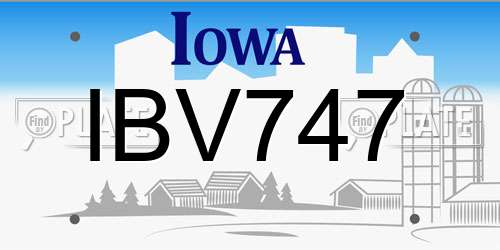 IBV747 Iowa License Plate