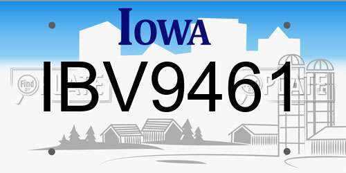 IBV9461 Iowa License Plate