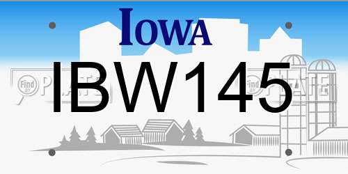 IBW145 Iowa License Plate