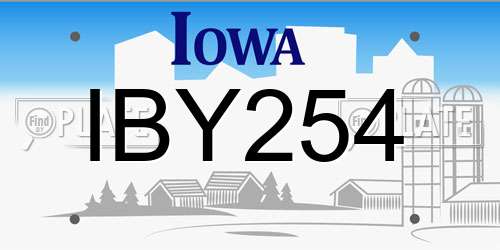 IBY254 Iowa License Plate