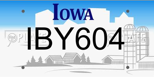 IBY604 Iowa License Plate