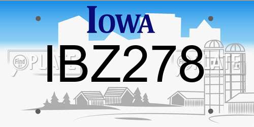 IBZ278 Iowa License Plate