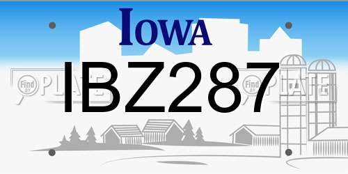 IBZ287 Iowa License Plate