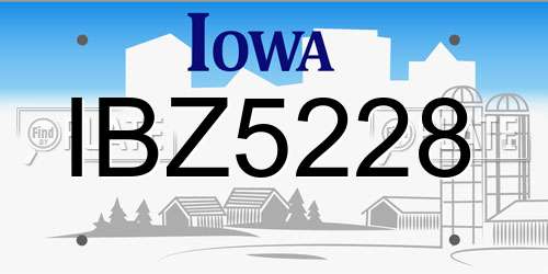 IBZ5228 Iowa License Plate