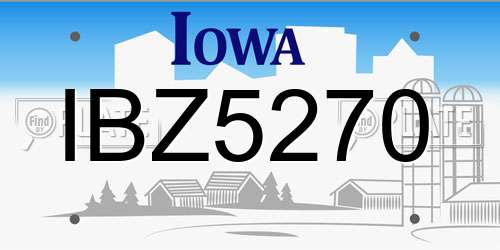 IBZ5270 Iowa License Plate
