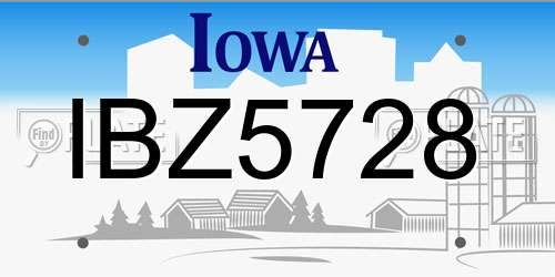 IBZ5728 Iowa License Plate