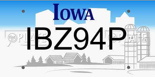 IBZ94P Iowa License Plate