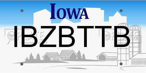 IBZBTTB Iowa License Plate