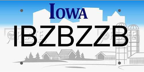 IBZBZZB Iowa License Plate