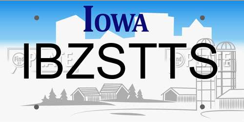 IBZSTTS Iowa License Plate