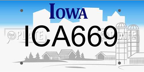 ICA669 Iowa License Plate
