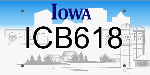 ICB618 Iowa License Plate