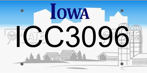 ICC3096 Iowa License Plate
