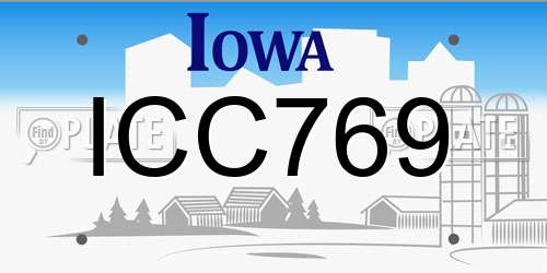 ICC769 Iowa License Plate