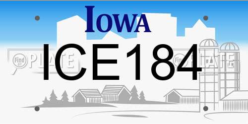 ICE184 Iowa License Plate