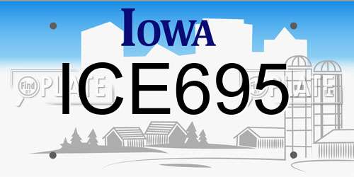 ICE695 Iowa License Plate