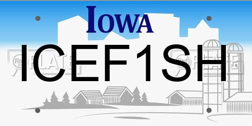 ICEF1SH Iowa License Plate