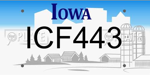 ICF443 Iowa License Plate