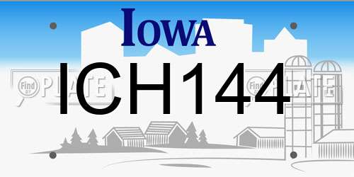 ICH144 Iowa License Plate