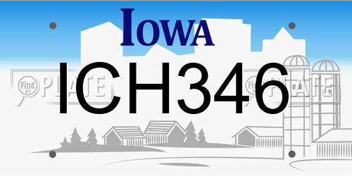 ICH346 Iowa License Plate