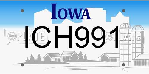 ICH991 Iowa License Plate