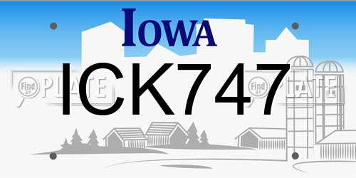 ICK747 Iowa License Plate