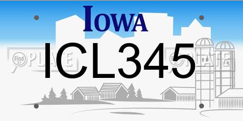 ICL345 Iowa License Plate